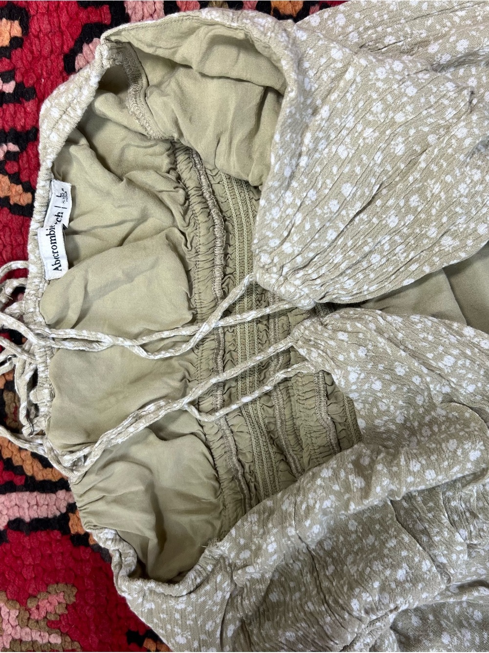 Abercrombie & Fitch Tan Floral Smocked Midi Dress - Picture 5 of 5